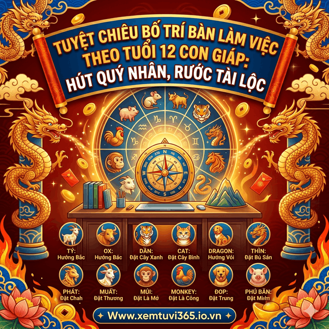 Tuyệt Chiêu Bố Trí Bàn Làm Việc Theo Tuổi 12 Con Giáp: Hút Quý Nhân, Rước Tài Lộc