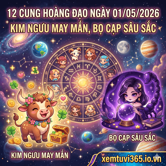 12 Cung Hoàng Đạo Ngày 01/05/2026: Kim Ngưu May Mắn, Bọ Cạp Sâu Sắc