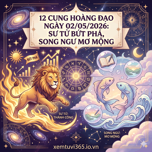 12 Cung Hoàng Đạo Ngày 02/05/2026: Sư Tử Bứt Phá, Song Ngư Mơ Mộng