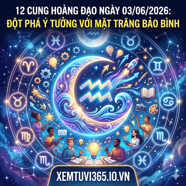 12 Cung Hoàng Đạo Ngày 03/06/2026: Đột Phá Ý Tưởng Với Mặt Trăng Bảo Bình