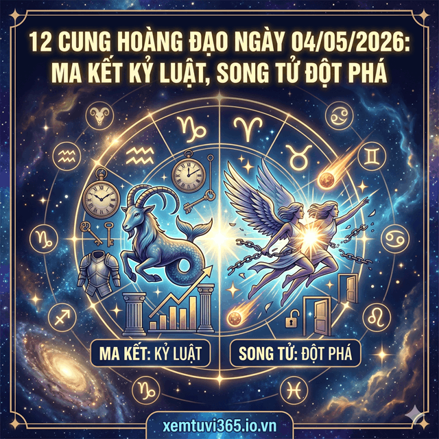 12 Cung Hoàng Đạo Ngày 04/05/2026: Ma Kết Kỷ Luật, Song Tử Đột Phá
