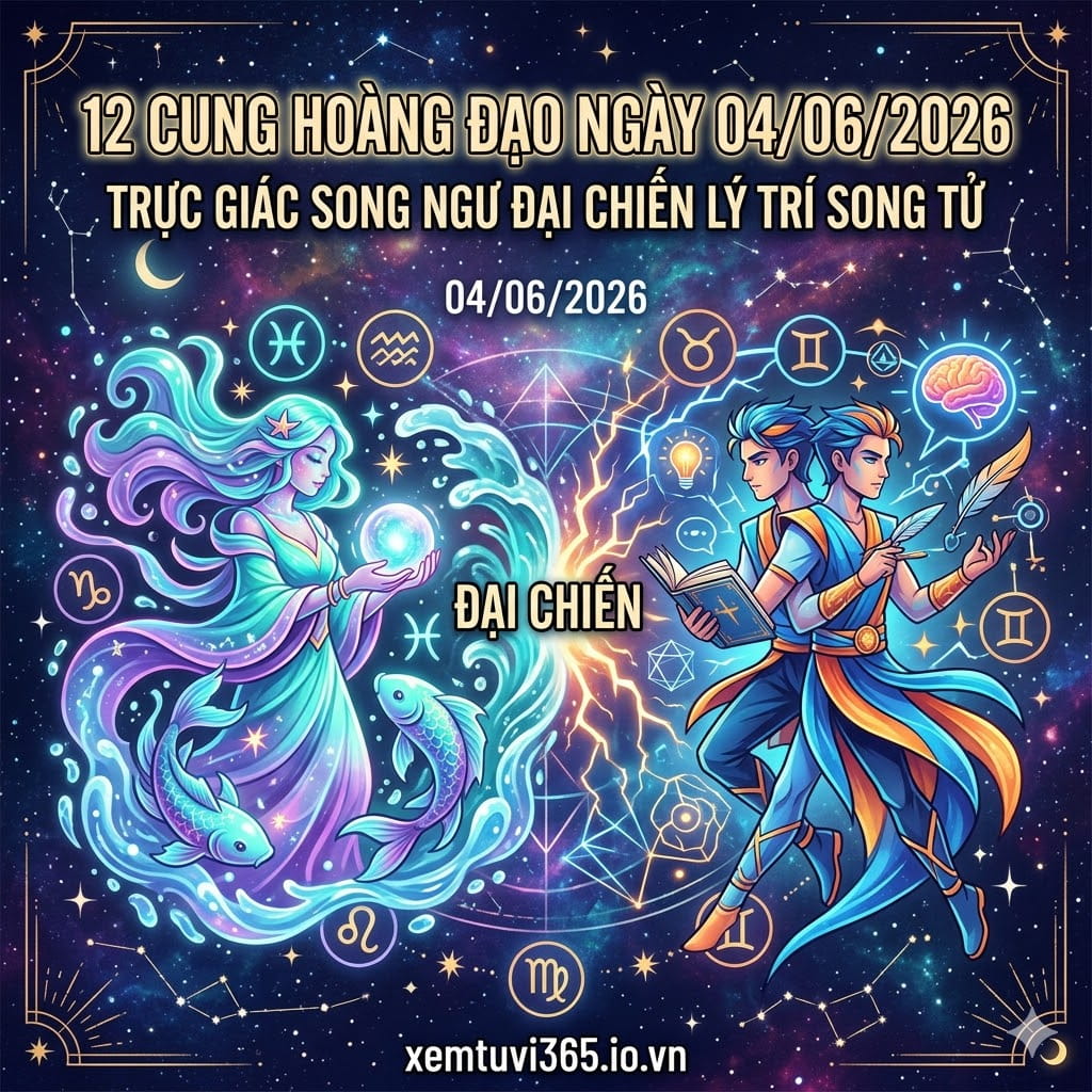 12 Cung Hoàng Đạo Ngày 04/06/2026: Trực Giác Song Ngư Đại Chiến Lý Trí Song Tử