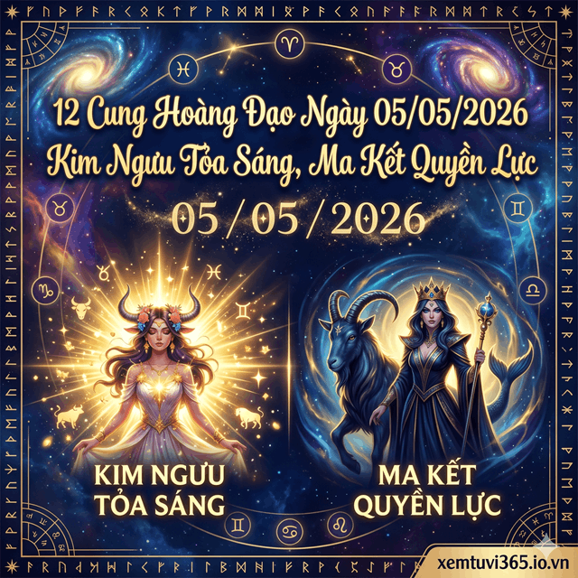 12 Cung Hoàng Đạo Ngày 05/05/2026: Kim Ngưu Tỏa Sáng, Ma Kết Quyền Lực