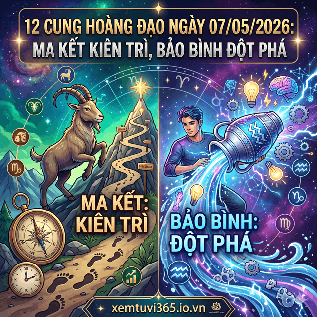 12 Cung Hoàng Đạo Ngày 07/05/2026: Ma Kết Kiên Trì, Bảo Bình Đột Phá