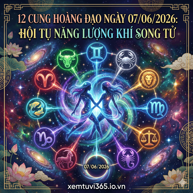 12 Cung Hoàng Đạo Ngày 07/06/2026: Hội Tụ Năng Lượng Khí Song Tử