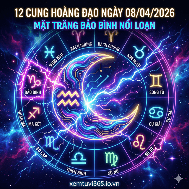 12 Cung Hoàng Đạo Ngày 08/04/2026: Mặt Trăng Bảo Bình Nổi Loạn