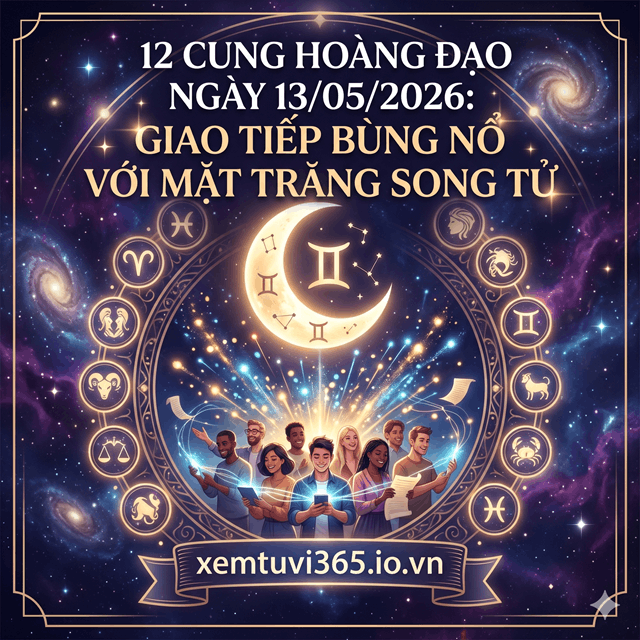 12 Cung Hoàng Đạo Ngày 13/05/2026: Giao Tiếp Bùng Nổ Với Mặt Trăng Song Tử
