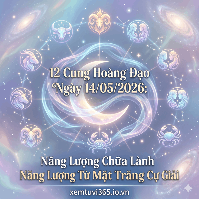 12 Cung Hoàng Đạo Ngày 14/05/2026: Năng Lượng Chữa Lành Từ Mặt Trăng Cự Giải