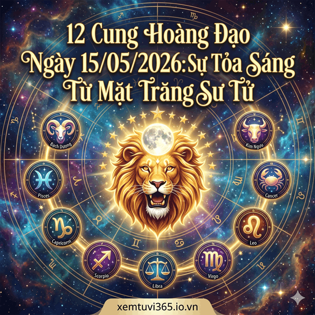 12 Cung Hoàng Đạo Ngày 15/05/2026: Sự Tỏa Sáng Từ Mặt Trăng Sư Tử