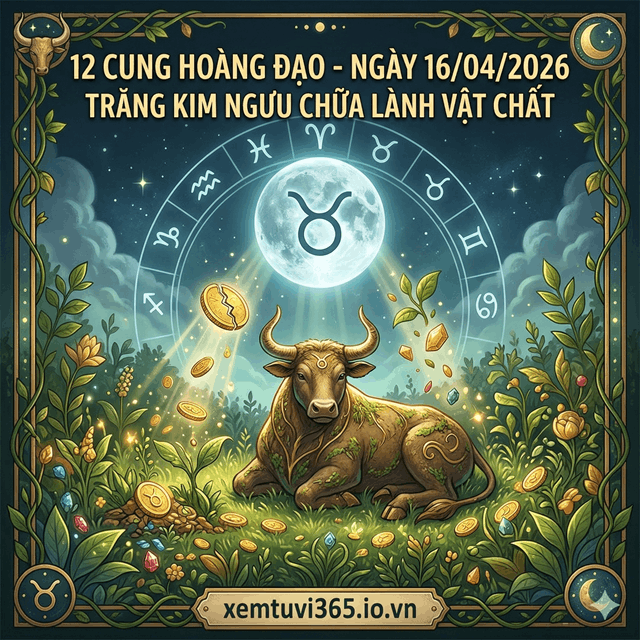 12 Cung Hoàng Đạo Ngày 16/04/2026: Trăng Kim Ngưu Chữa Lành Vật Chất