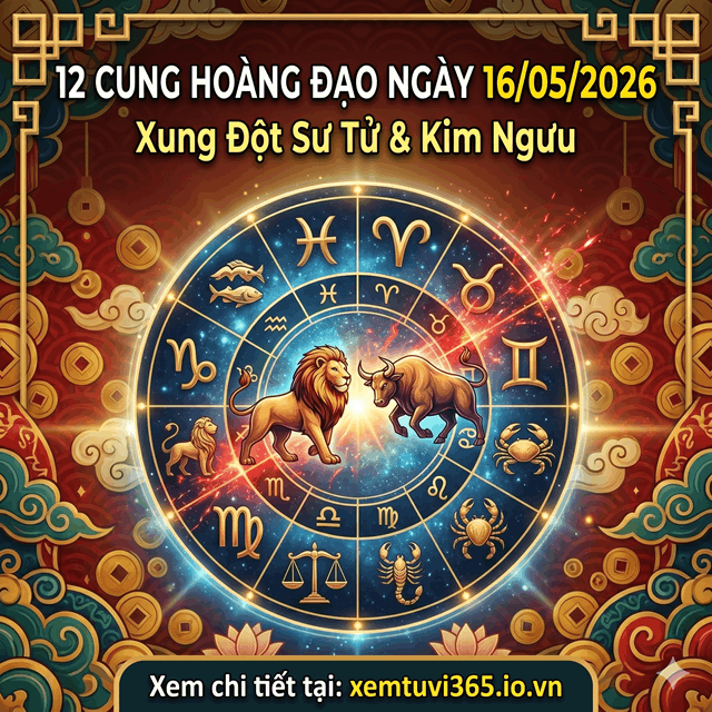 12 Cung Hoàng Đạo Ngày 16/05/2026: Xung Đột Sư Tử & Kim Ngưu