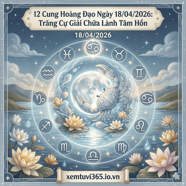 12 Cung Hoàng Đạo Ngày 18/04/2026: Trăng Cự Giải Chữa Lành Tâm Hồn