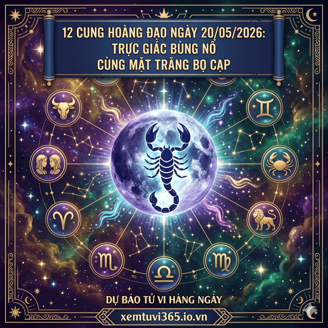 12 Cung Hoàng Đạo Ngày 20/05/2026: Trực Giác Bùng Nổ Cùng Mặt Trăng Bọ Cạp