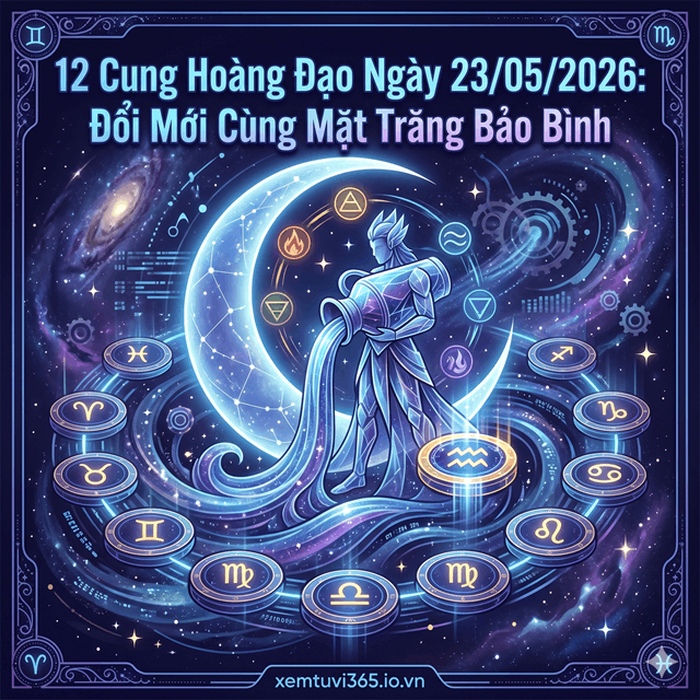 12 Cung Hoàng Đạo Ngày 23/05/2026: Đổi Mới Cùng Mặt Trăng Bảo Bình