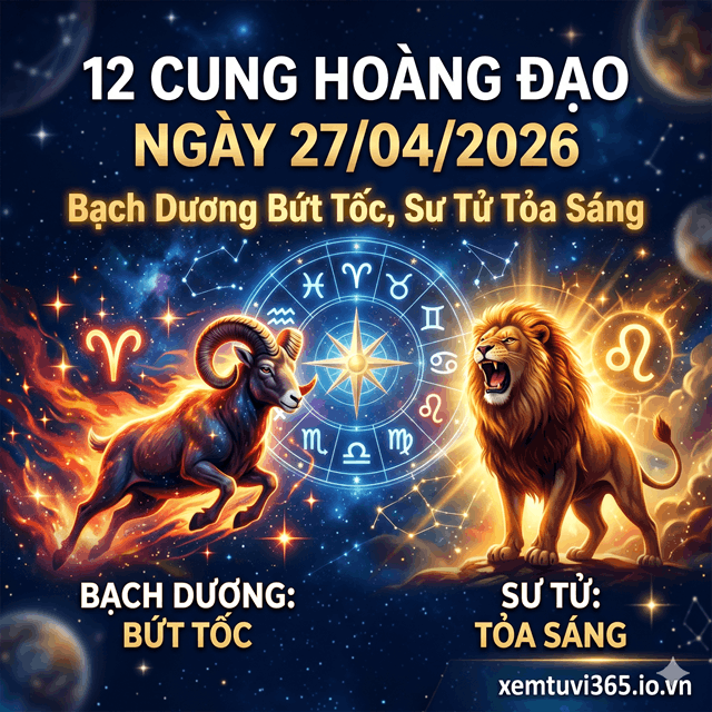 12 Cung Hoàng Đạo Ngày 27/04/2026: Bạch Dương Bứt Tốc, Sư Tử Tỏa Sáng