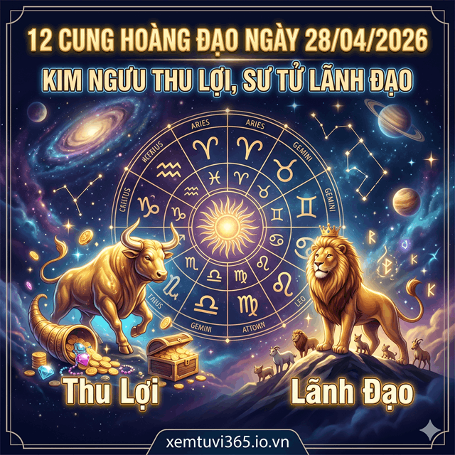 12 Cung Hoàng Đạo Ngày 28/04/2026: Kim Ngưu Thu Lợi, Sư Tử Lãnh Đạo