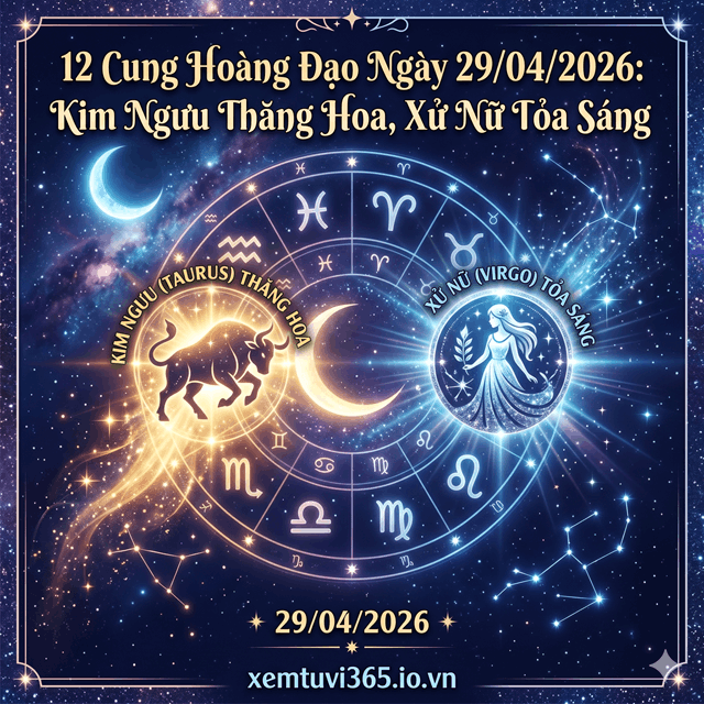 12 Cung Hoàng Đạo Ngày 29/04/2026: Kim Ngưu Thăng Hoa, Xử Nữ Tỏa Sáng