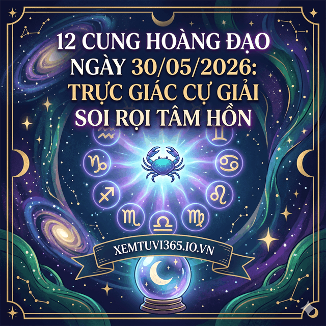12 Cung Hoàng Đạo Ngày 30/05/2026: Trực Giác Cự Giải Soi Rọi Tâm Hồn