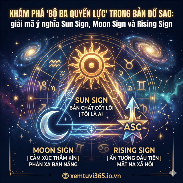 Khám Phá 'Bộ Ba Quyền Lực' Trong Bản Đồ Sao: Giải Mã Ý Nghĩa Sun Sign, Moon Sign và Rising Sign