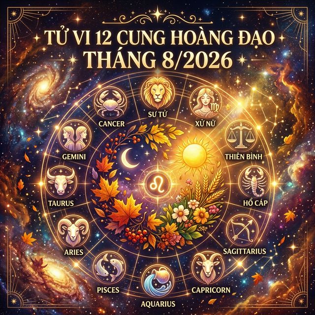 Tử Vi 12 Cung Hoàng Đạo Tháng 8 Năm 2026: Tinh Chỉnh & Gặt Hái Thành Công