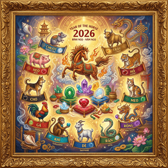 Đá Phong Thủy Hợp Mệnh & Tuổi 12 Con Giáp Năm 2026: Đeo Đá Này Để "Phá Tam Tai", Tài Lộc Đổ Về Như Nước – Chuyên Gia Khuyên Dùng!