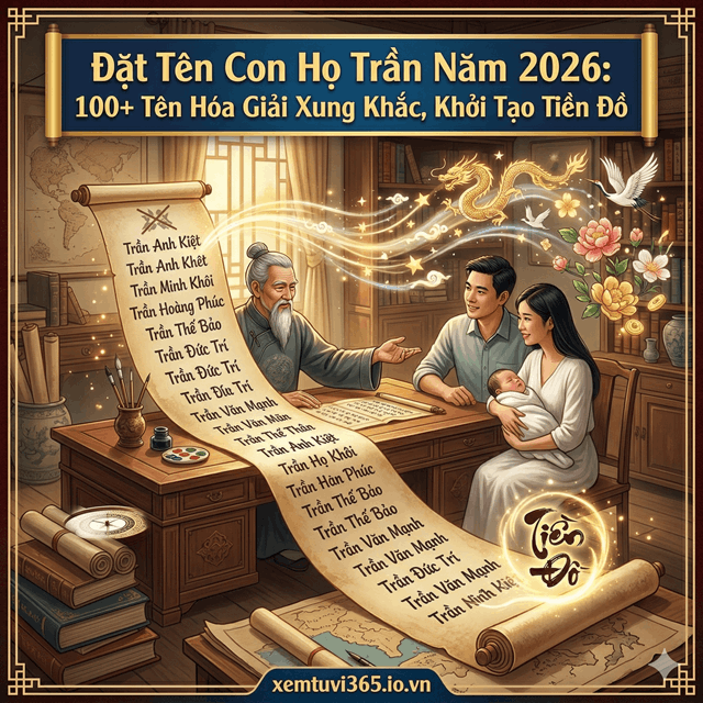 Đặt Tên Con Họ Trần Năm 2026: 100+ Tên Hóa Giải Xung Khắc, Khởi Tạo Tiền Đồ