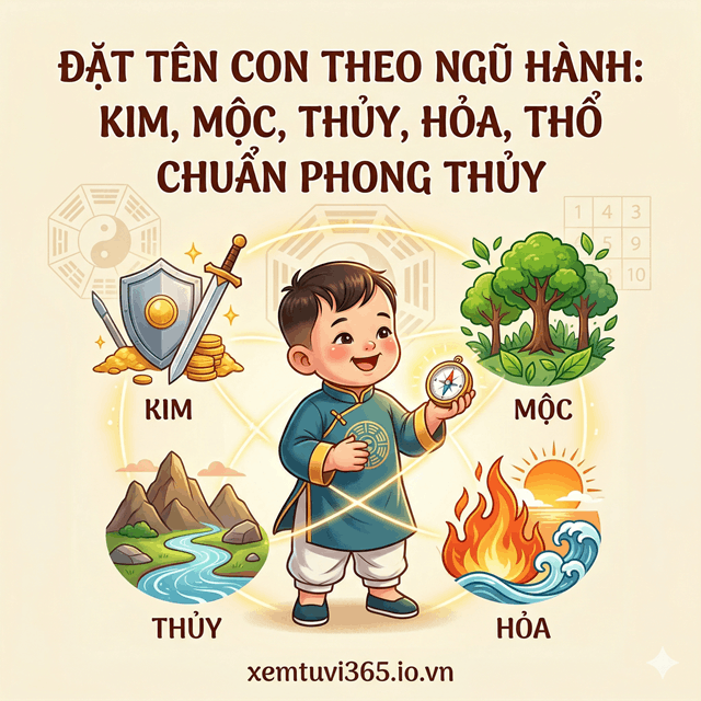 Đặt Tên Con Theo Ngũ Hành: Kim, Mộc, Thủy, Hỏa, Thổ Chuẩn Phong Thủy