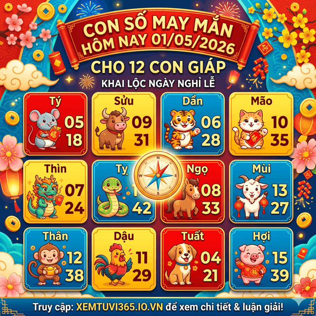 Con Số May Mắn Hôm Nay 01/05/2026 Cho 12 Con Giáp: Khai Lộc Ngày Nghỉ Lễ