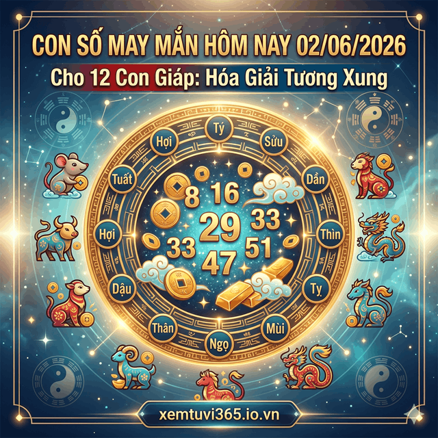 Con Số May Mắn Hôm Nay 02/06/2026 Cho 12 Con Giáp: Hóa Giải Tương Xung