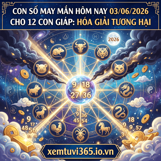 Con Số May Mắn Hôm Nay 03/06/2026 Cho 12 Con Giáp: Hóa Giải Tương Hại