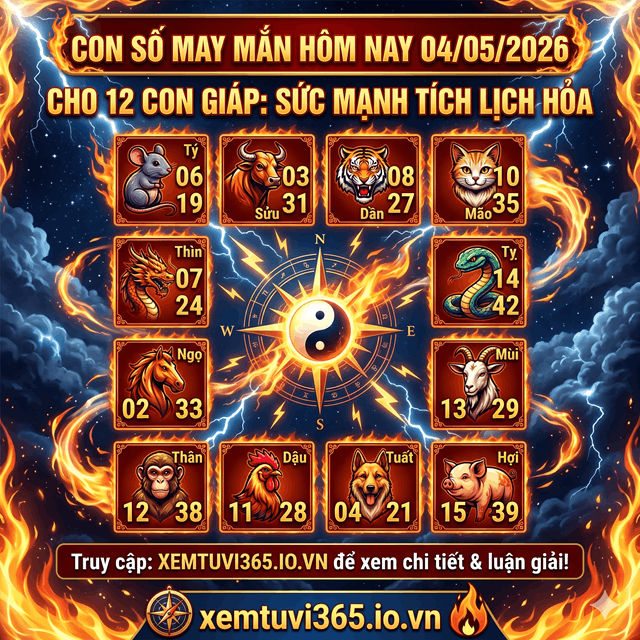 Con Số May Mắn Hôm Nay 04/05/2026 Cho 12 Con Giáp: Sức Mạnh Tích Lịch Hỏa