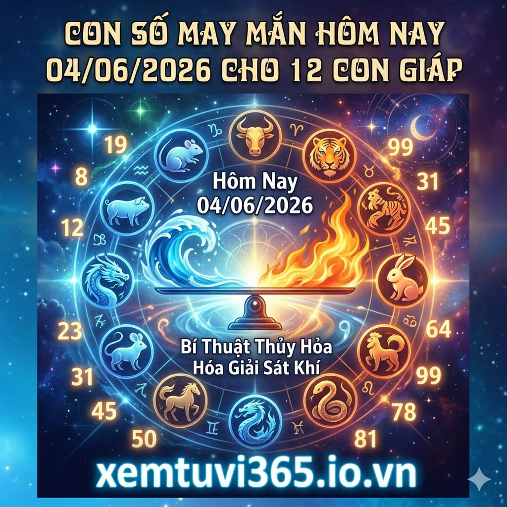 Con Số May Mắn Hôm Nay 04/06/2026 Cho 12 Con Giáp: Bí Thuật Thủy Hỏa Hóa Giải Sát Khí