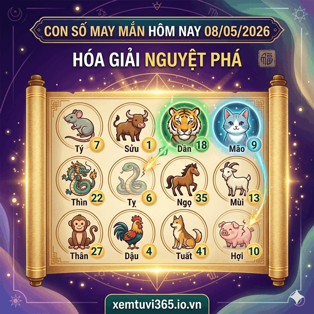 Con Số May Mắn Hôm Nay 08/05/2026 Cho 12 Con Giáp: Hóa Giải Nguyệt Phá