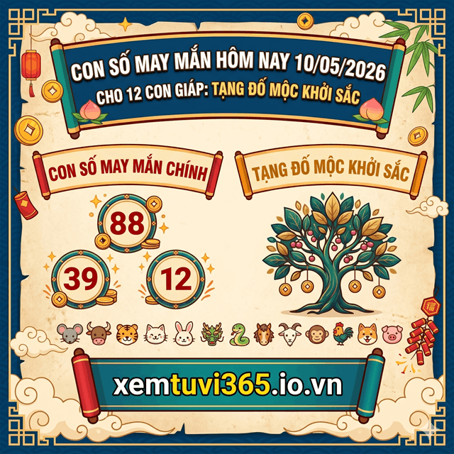 Con Số May Mắn Hôm Nay 10/05/2026 Cho 12 Con Giáp: Tang Đố Mộc Khởi Sắc
