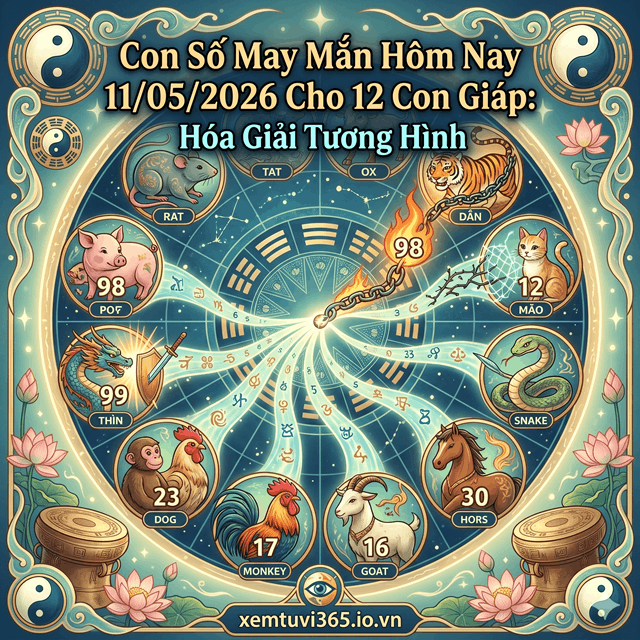 Con Số May Mắn Hôm Nay 11/05/2026 Cho 12 Con Giáp: Hóa Giải Tương Hình