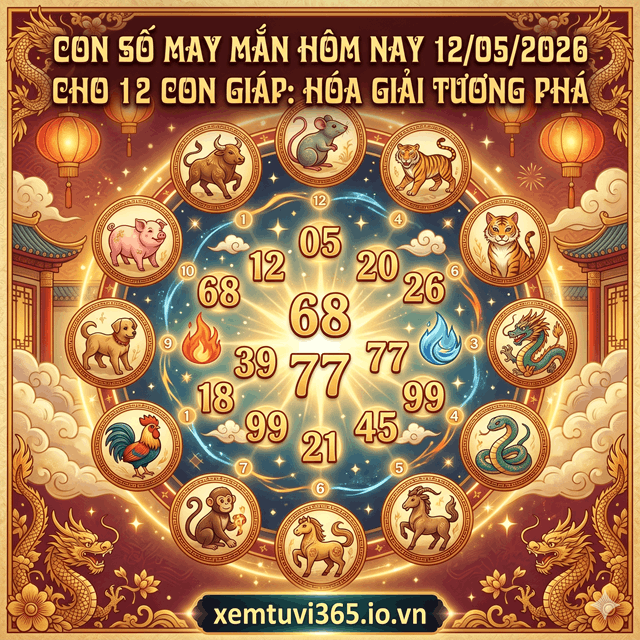 Con Số May Mắn Hôm Nay 12/05/2026 Cho 12 Con Giáp: Hóa Giải Tương Phá