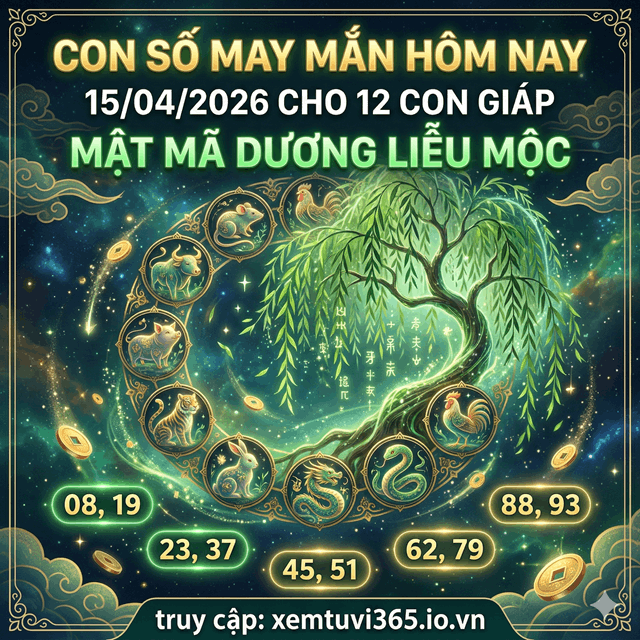 Con Số May Mắn Hôm Nay 15/04/2026 Cho 12 Con Giáp: Mật Mã Dương Liễu Mộc