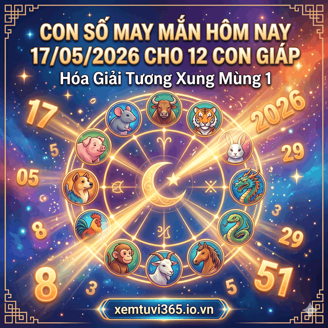 Con Số May Mắn Hôm Nay 17/05/2026 Cho 12 Con Giáp: Hóa Giải Tương Xung Mùng 1