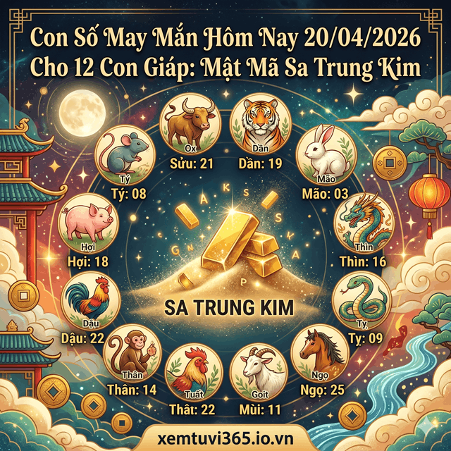 Con Số May Mắn Hôm Nay 20/04/2026 Cho 12 Con Giáp: Mật Mã Sa Trung Kim