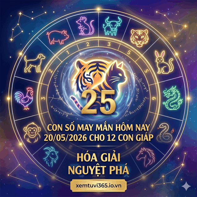 Con Số May Mắn Hôm Nay 20/05/2026 Cho 12 Con Giáp: Hóa Giải Nguyệt Phá