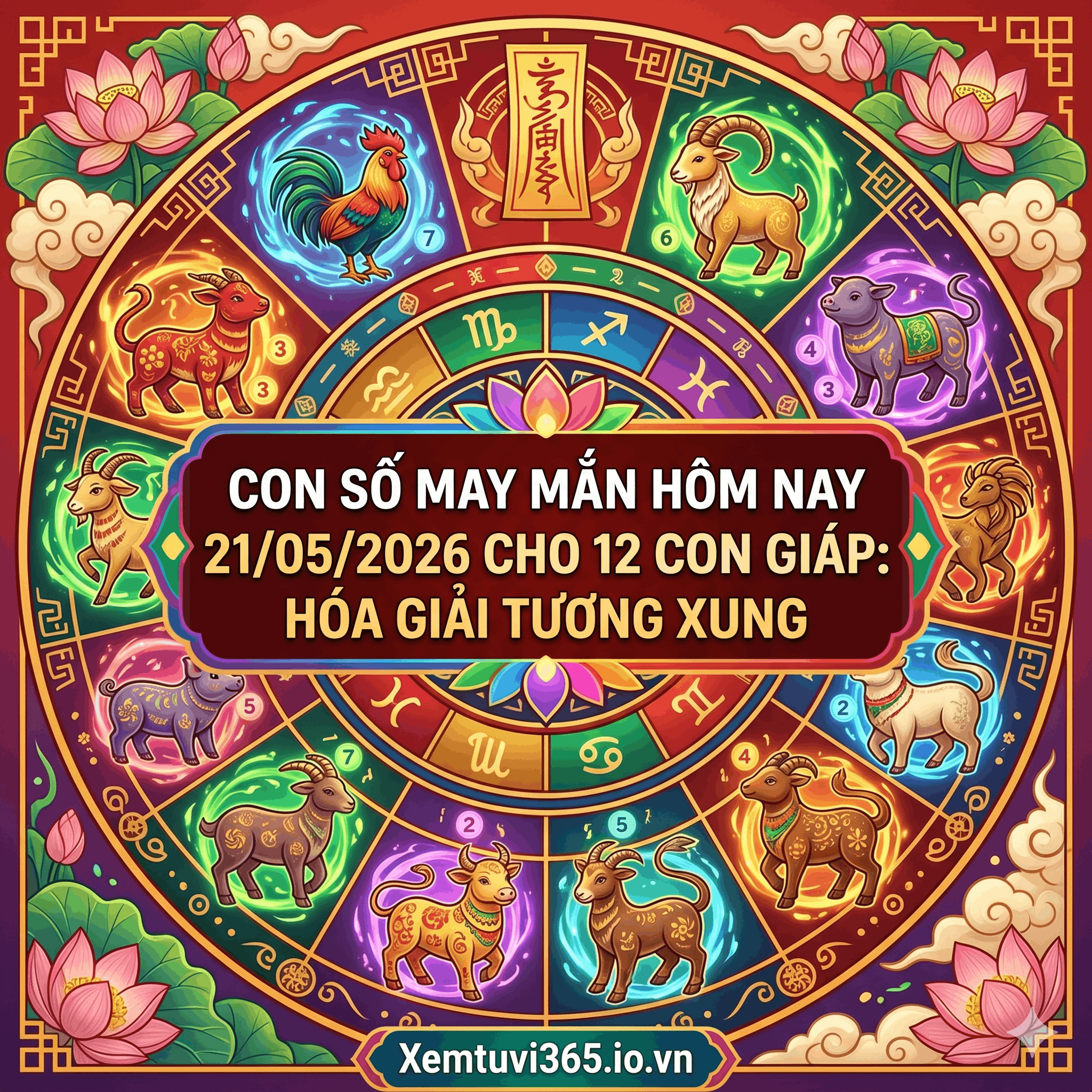 Con Số May Mắn Hôm Nay 21/05/2026 Cho 12 Con Giáp: Hóa Giải Tương Xung