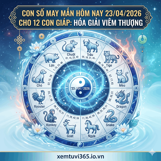 Con Số May Mắn Hôm Nay 23/04/2026 Cho 12 Con Giáp: Hóa Giải Viêm Thượng