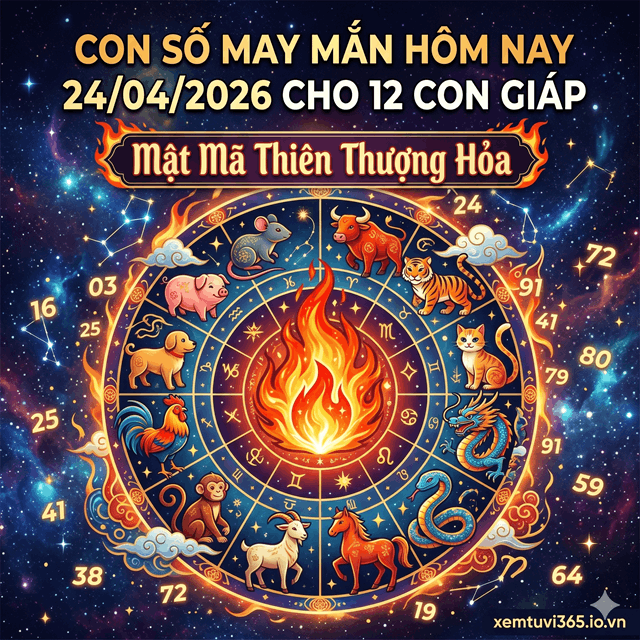 Con Số May Mắn Hôm Nay 24/04/2026 Cho 12 Con Giáp: Mật Mã Thiên Thượng Hỏa