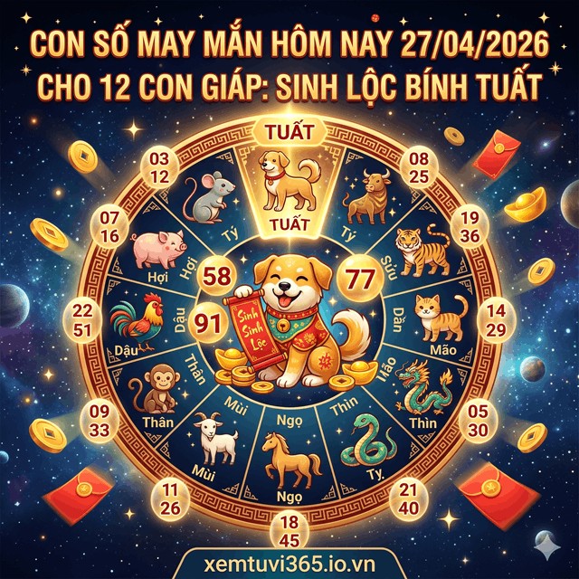 Con Số May Mắn Hôm Nay 27/04/2026 Cho 12 Con Giáp: Sinh Lộc Bính Tuất