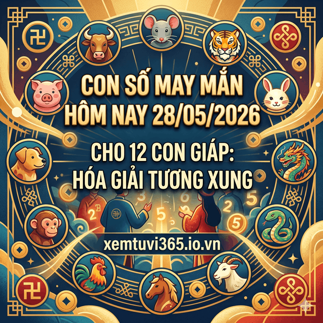 Con Số May Mắn Hôm Nay 28/05/2026 Cho 12 Con Giáp: Hóa Giải Tương Xung