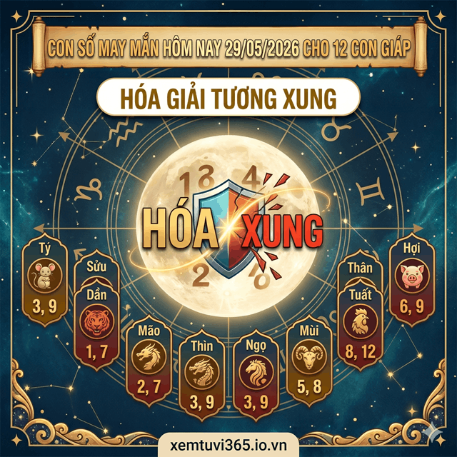 Con Số May Mắn Hôm Nay 29/05/2026 Cho 12 Con Giáp: Hóa Giải Tương Xung