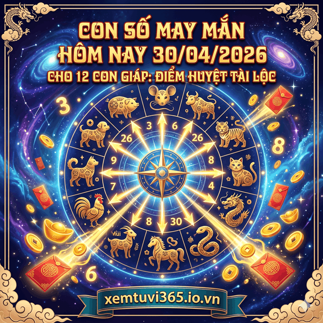 Con Số May Mắn Hôm Nay 30/04/2026 Cho 12 Con Giáp: Điểm Huyệt Tài Lộc