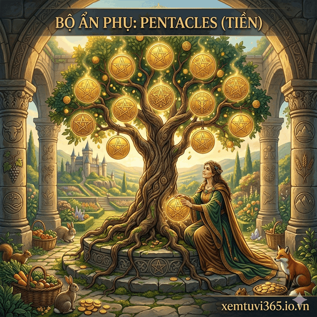 Giải Mã Bộ Ẩn Phụ Pentacles (Tiền): Hạt Giống Của Thịnh Vượng Và Sự Bền Vững