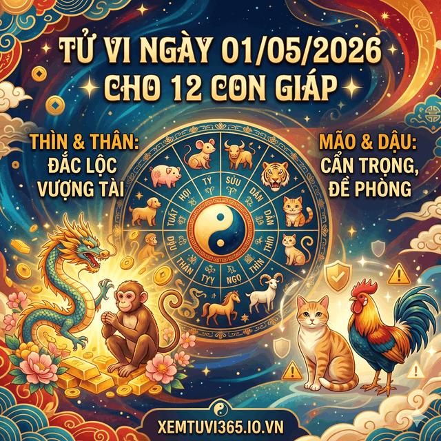 Tử Vi Ngày 01/05/2026 Cho 12 Con Giáp: Thìn Thân Đắc Lộc, Mão Dậu Cần Trọng