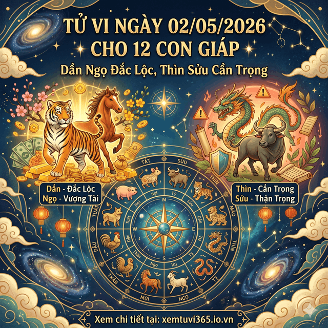 Tử Vi Ngày 02/05/2026 Cho 12 Con Giáp: Dần Ngọ Đắc Lộc, Thìn Sửu Cần Trọng